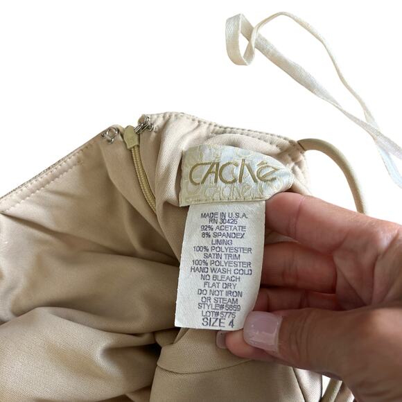 Vintage Cache Gold Glitter Fringe Dress Sz 4 - Picture 2 of 3